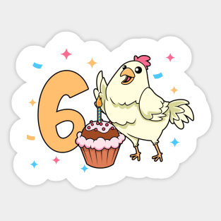 I am 6 with chicken - kids birthday 6 years old Sticker